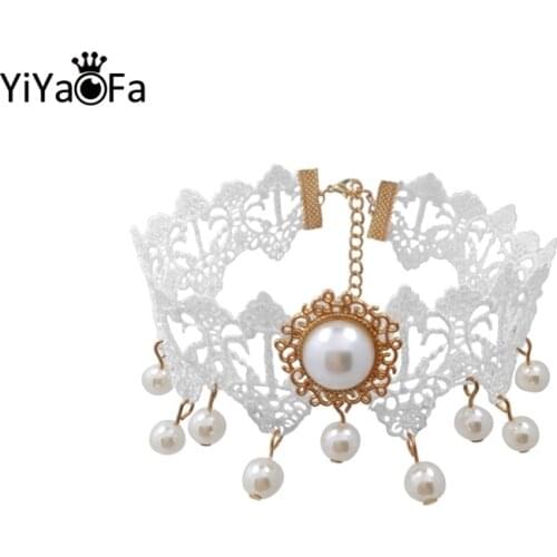 YiYaoFa Vintage Choker Necklace Gothic False Collar Statement White Lace Necklace for Women Accessories Lady Party Jewelry GN-49