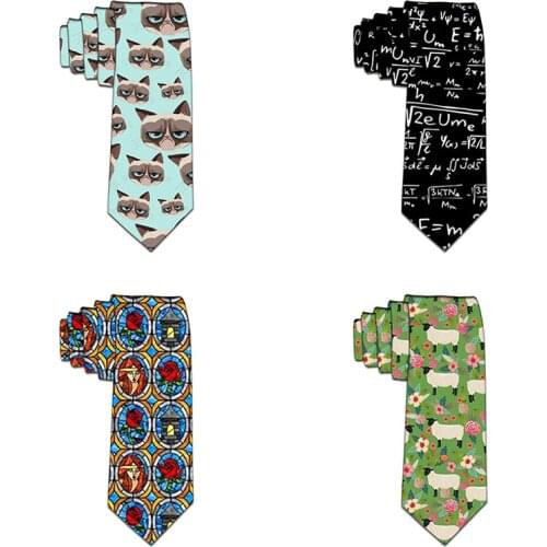 Funny Neckties For men Cartoon Novelty Fashion Ties Flower Printed Neck ties Wedding Gift Party Accessories 5LD50