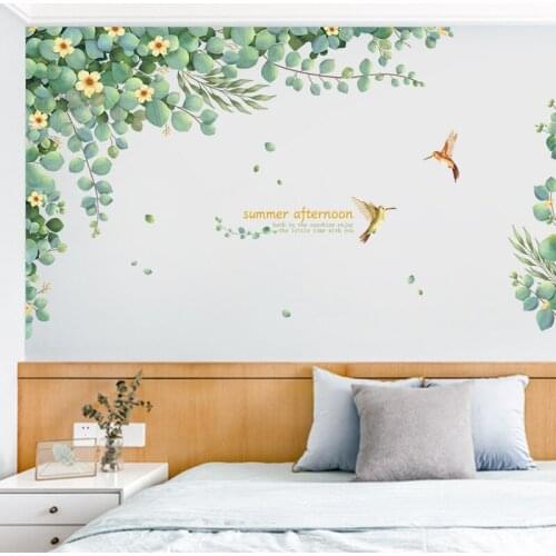 Green Plant Wall Sticker Home Living Room Sofa Backdrop Large Decals Mural DIY Kitchen Decor Warm Wallpaper