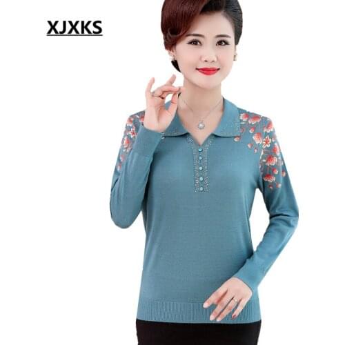 XJXKS 2020 autumn winter new women lapel sweater loose large size high-end cashmere knitted sweater women pullover