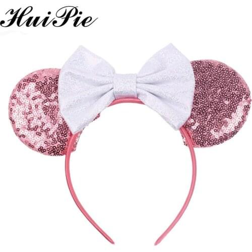 2020 Summer Mermaid 3.3" Sequins Mouse Ears Headband Headwear Sequins Hair Like LoveBow Hairband For Girls Women