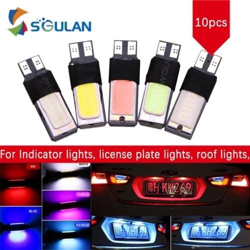 10PCS T10 Car Led Lights W5W 194 168 Canbus Error Free For Auto License Plate Bulbs Internal Working Lamps White Blue Pink Diode