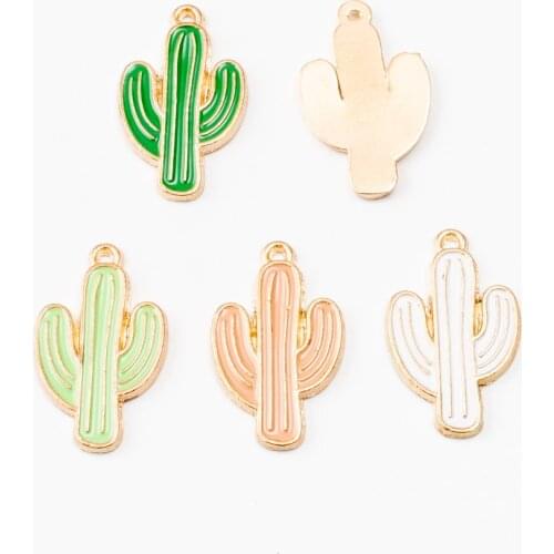 10pcs Enamel cactus Charm Pendant For Women Necklace Pendant Making Alloy Beads Fit Bracelet DIY Jewelry Accessory js21561