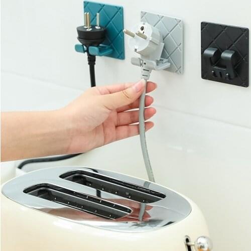 2pcs Simple Grid Wire plug hook Storage Holders Racks Home Wall Key Holder Microwave oven Wire Plug Storage Hooks for Kitchen