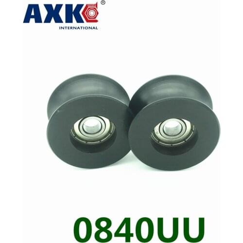 20pcs 0840uu Bu0840 608zz 608z 608 U Groove Pulley Ball Bearings 8x40x20.7mm Door Bearing Coated Pa66 Nylon 1.57 Inches Bearing