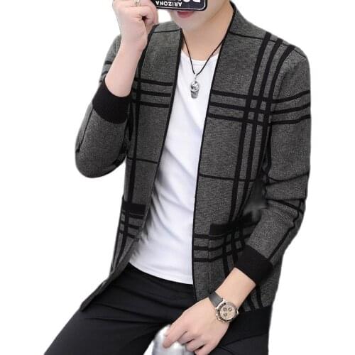 2021 Men Plaid Sweater Cardigan Coats Jacket Mens Fashion Slim Sweater Cardigan Coats Tops Fit Casual Style Clothing 3XL