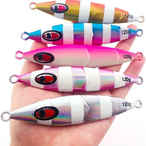5PCS Deep Sea Zebra Glow Slow Sinking Jig Fishing Jigging Lure Jigbait Spoon Baits 80/120/150/200/250g