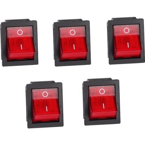 5Pcs Illuminated Light Switch 4 Pin Latching Rocker Switch 2 Position Push Button ON-OFF Switches Red Blue Green Yellow