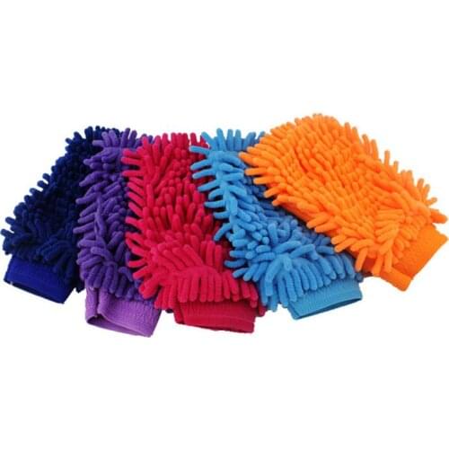 Car Styling 20*14cm Chenille Car Care Automotive Car Cleaning Glove Car Wash Towel Cleaner Soft Detailing Car Brush Random Color
