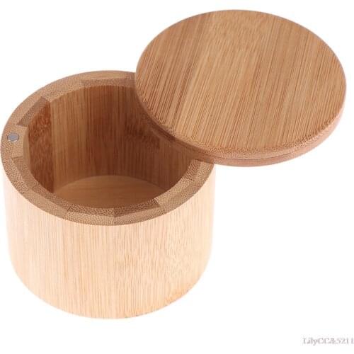 1Pc Bamboo Storage Canister Jar With Bamboo Lid Salt Box Spice Pipe Box Kitchen Supplies