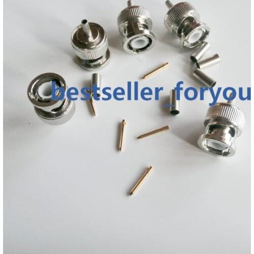 BNC Male Q9 Plug RF Coax Connector Crimp RG316,RG174,LMR100 Straight Nickelplated NEW Wholesale