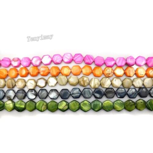 Natural Mixed Color 17x17mm Hexagon Shell Charm Beads Free Shipping From Mother Of Pearl Shell For DIY