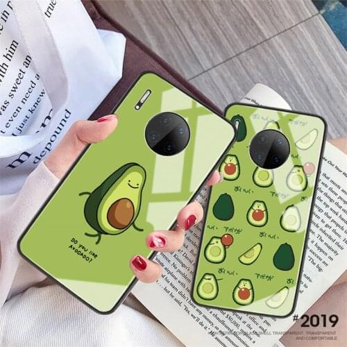 Tempered Glass Case For Huawei Nova 2 Plus 2s 2i 3 3i 3e Cartoon Hard Cover For Huawei 4 4e 5 5i Pro 5T Avocado Couqe Capa