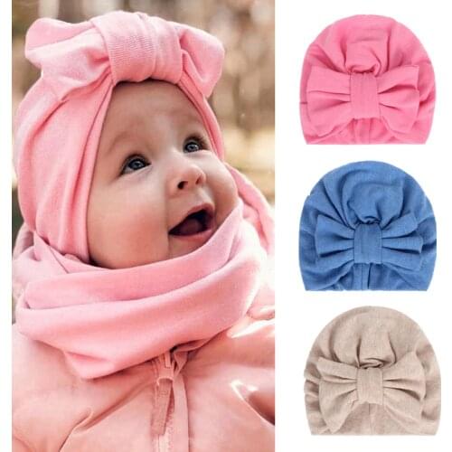 Baby Winter Hat for Girls with Scarf Big Bow Baby Turban Cap Infant Beanie Baby Girl Hat Accessories 8 Colors