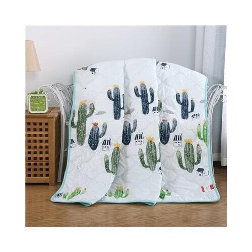 TONGDI Children Blanket Cool Soft Throw Cartoon Down Cotton Quilt For Cooling Summer Couch Cover Bed Machine Wash Bedspread