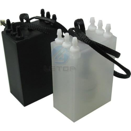 LETOP Konica Sub Ink Tank Cartridge For Allwin JHF Leopard Human Solvent Printers 4 6 Ways With Level Sensor White Uv Ink Tank