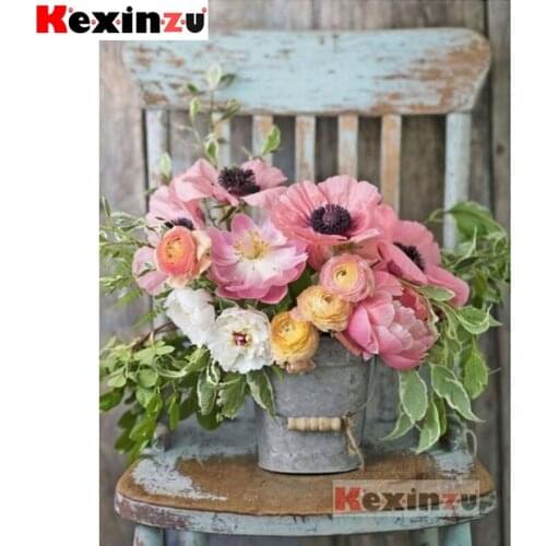 Kexinzu 5D DIY Full Square/Round Drill Diamond Painting "flower pot" 3d Diamond Embroidery Cross Stitch home Decor Gift K#545