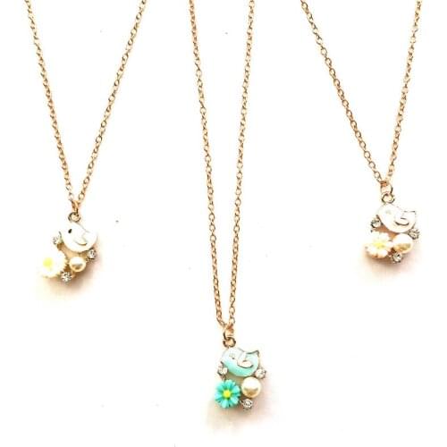 Crystal rhinestone enamel pearl bead flower bird necklace choker chain pendant necklace fashion women costume jewellery boutique