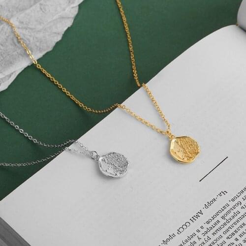 ALLNEWME Trendy Irregular Hammer Face Coin Pendant Necklace for Women Gold Silver Color O Chains Choker Necklaces Jewelry