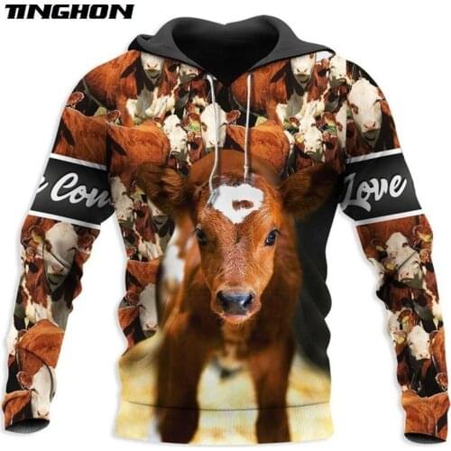 XS-7XL Animal COW 3D All Over Printed Hoodies Men Harajuku Hooded Sweatshirt Autumn Fashion Hoodie