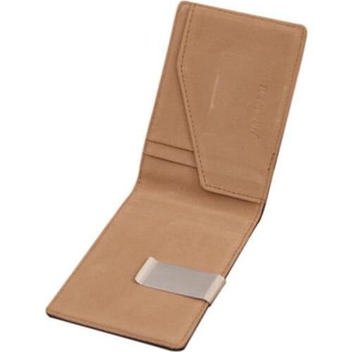 Mens Genuine Leather Silver Money Clip Slim Wallets Black Holder Credit Case buiness mini purse men wallets