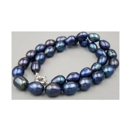 New Arrival Favortie 9-10mm Baroque Tahitian Black Blue Color Freshwater Pearl Necklace 45cm Fine Jewelry Nice Women Gift