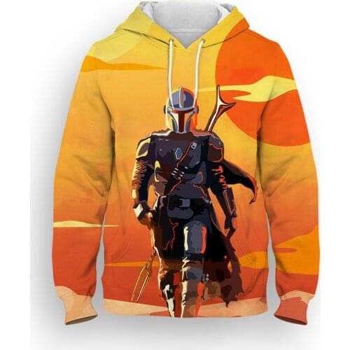 Oversized Casual mens Sweatshirt Spring Autumn Long Sleeve Mandalorian Womens Hoodie Streetwear 3D Print Kids Tracksuit