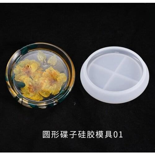 DIY crystal glue dropping mould round dish coaster hand glue dropping dish round mirror silica gel mould molds