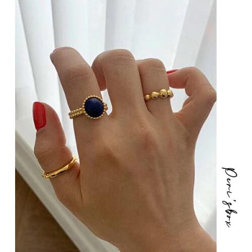PerisBox 3pcs/Set Adjustable Beads Rings Irregular Open Twisted Rings Fashion Set With Acrylic Rings For Womens Gifts 2020 Hot