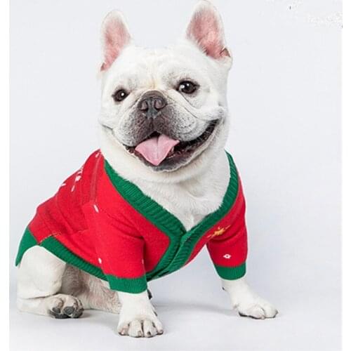 Christmas Dog Clothes Cat Coat Xmas Pet Clothing Winter Dog Costume Sweater Yorkshire Pomeranian Pug French Bulldog Cardigan