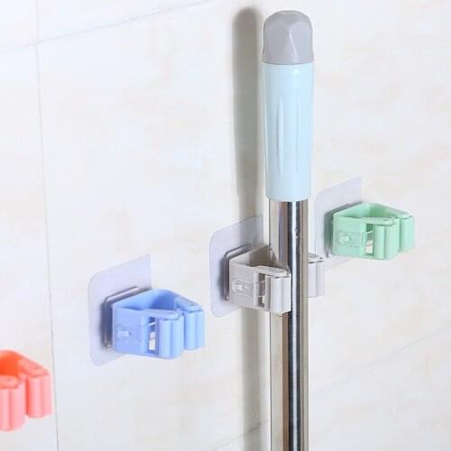 Self Adhesive Mop Holder Brush Broom Hook No-slip Gripper Suction Wall Mounted Hanger Kitchen Bathroom Toilet Organzier Storage
