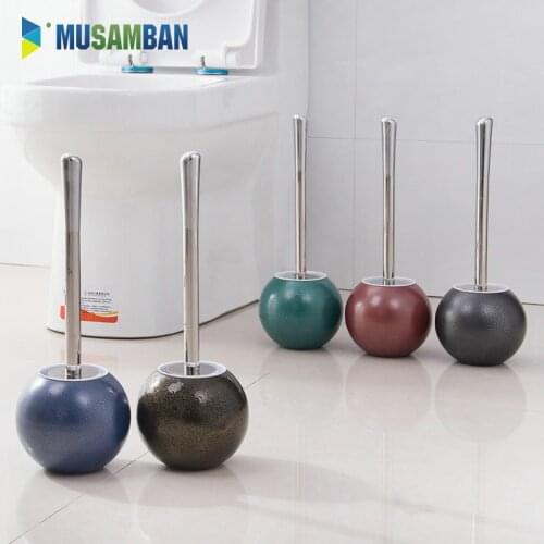 MUSAMBAN Stainless Steel Toilet Brush Quick Draining Clean Tool Floor-Standing Cleaning Brush Household Bathroom Accessories Set