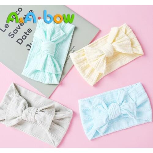 Solid Colour Baby Headband For Girls Nylon Braided Twisted Knotted Turban Elastic Hairband Children Headwrap Hair Accessories
