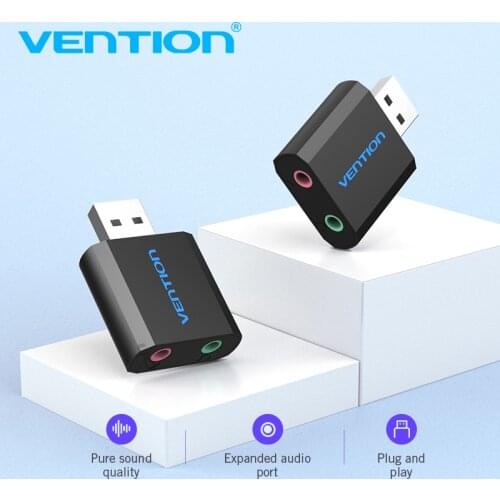 Vention Mini External USB Sound Card USB to 3.5mm headphone Adapter Audio Card for Mic Speaker Laptop PS4 Computer Sound Card