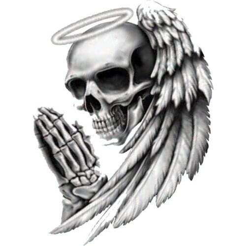 Funny Car Sticker ANGEL OF DEATH SKULL KK Vinyl Auto Decals Motorcycle Decals Accessories Decorative PVC 12cm X 9cm