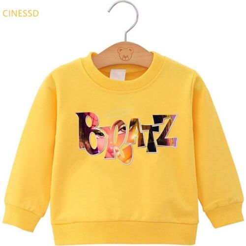 3-14 Years Bratz Letter Print Hoodies For Girls Y2k Kawaii Children Clothes Sweatshirt Camisetas Harajuku Hoody Kids Clothing
