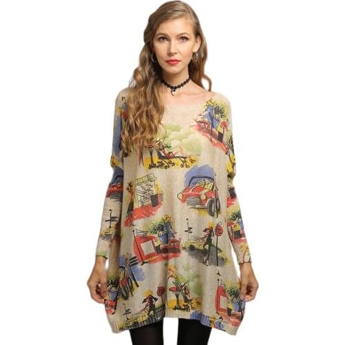 ARCSINX Cute Print Women Sweater Plus Size 4XL 5XL 6XL 5% Wool Winter Womens Knitwear European Long Sleeve Jumper Woman 7XL