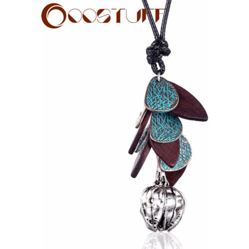 Antique Long Chains Necklace Jewelry for Women Vintage Leaves & Flower necklaces & pendants Suspension Decoration Accessories