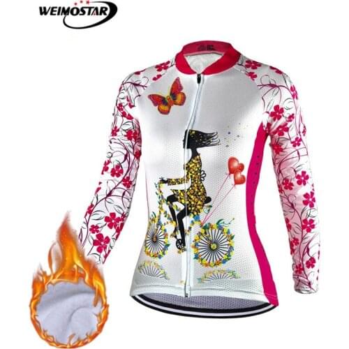 Weimostar Winter Cycling Jersey Shirt Thermal Fleece Bicycle Clothing Ropa Ciclismo Invierno Windproof Red Mountain Bike Jersey