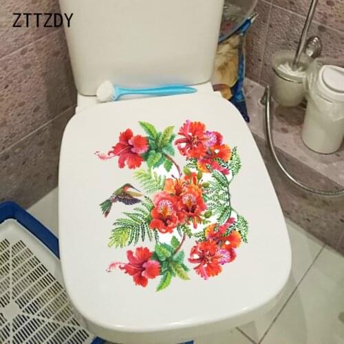 ZTTZDY 21.3CM×24.9CM Chinese Style Art Home Decoration Flower And Bird Illustration Wall Toilet Stickers T2-0828