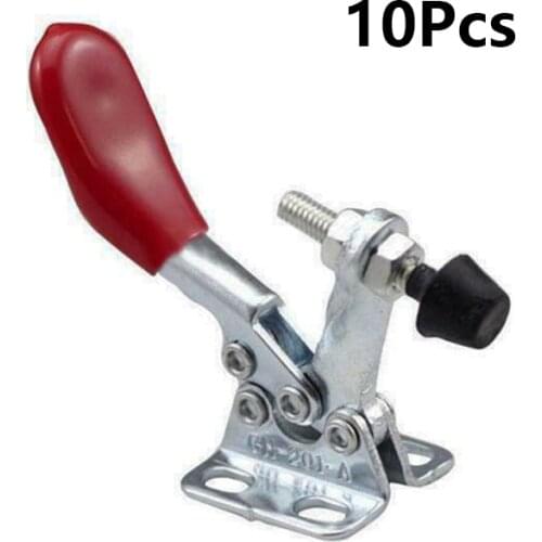 10Pcs GH-201A 27kg Toggle Clamp Vertical/Horizontal Type Quick Release Clamps U Shape Bar Woodworking Hand Tool