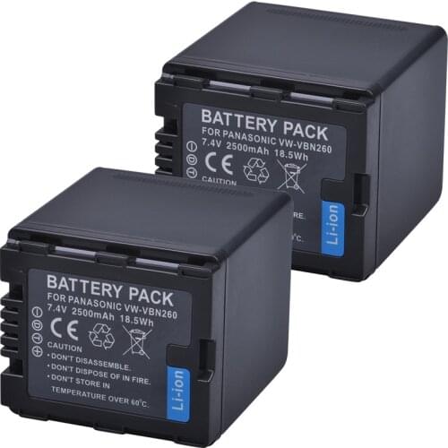 2pc VW-VBN260 VW VBN260 Li-ion Batteria for Panasonic HC-X800 HC-X900 HC-X900M HC-X910 HC-X920 HC-X920M HDC-HS900 HDCSD800