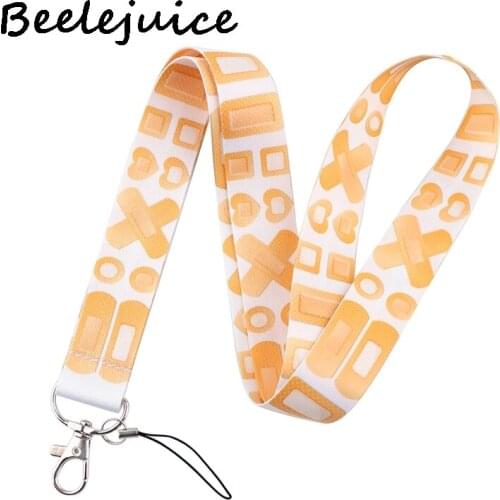 24pcs Medical Materials band aid Lanyard Keys Phone Holder Funny Neck Strap Keyring ID Card DIY Animal webbings ribbon Hang Rope