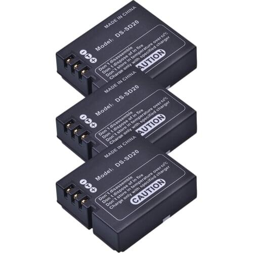3PC DS-SD20 DS SD20 Camera Battery for AEE SD18 SD19 SD20 SD21 SD22 SD23 ROLLEI 3S 4S 5S 95287 ActionPro SD20F WiFe Hama Star