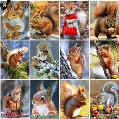 Diamond Painting Cute Squirrel 5D Diy Wall Art Tree Climbing Squirrel Diamond Embroidery Inlaid Room Home Decoration Accessories