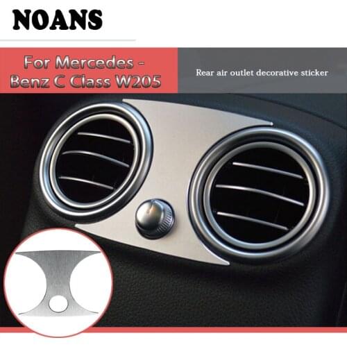Aluminum Car Carbon Fiber Rear Air Conditioning Outlet Panel Frame Sticker For Mercedes Benz C Class W205 C180 C200 GLC