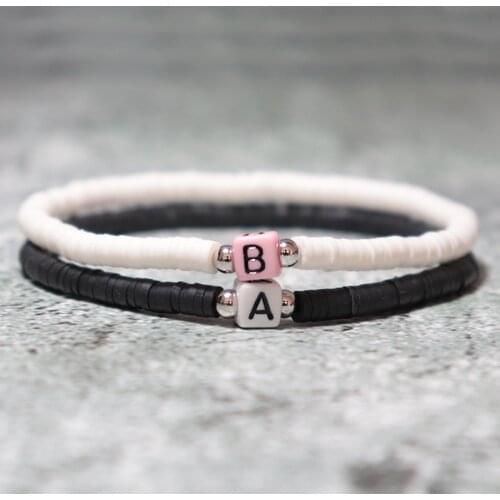 Fashion Polymer Clay Bracelet For Male Femme Lovers Creative Letters Name Braslet Paired Couple Braclet DIY Matching Brazalete