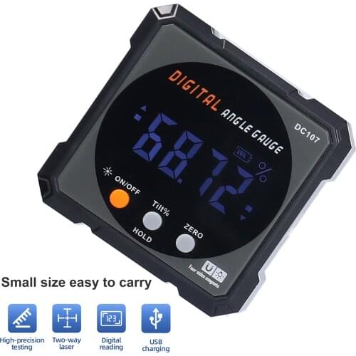 4*90° Digital Protractor Inclinometer Protractor Grade Absolute Relative Measurement Data Hold Two-way Laser Inclination Box