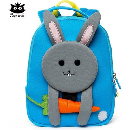 Cocomilo Lovely 3D Rabbit Kindergarten Kids Animal Backpack Cartoon Carrot Kids School Bag Waterproof Neoprene Mochila Infantil