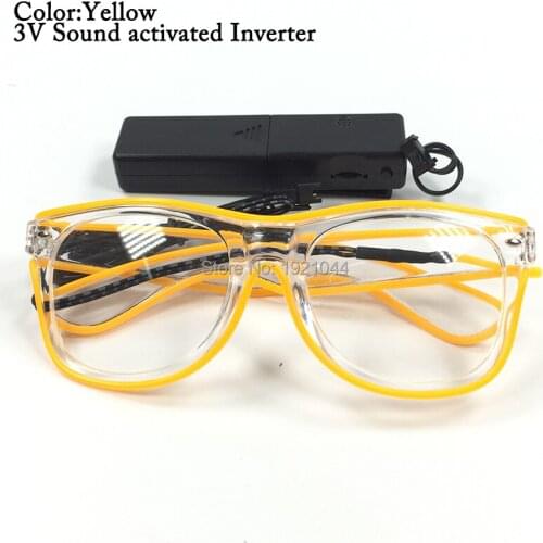 DC-3V Sound activated Inverter EL Wire Glowing Led Sunglasses Hot Sales birthday party decorations